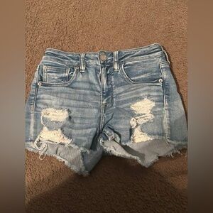 American Eagle Outfitters Light Blue Ripped Denim Shorts